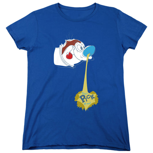 REN AND STIMPY : DON'T PICK AT ME! WOMENS SHORT SLEEVE Royal Blue XL