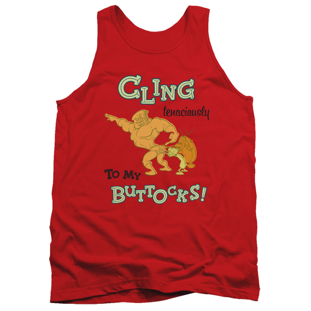 REN AND STIMPY : CLING TENACIOUSLY TO MY BUTTOCKS ADULT TANK Red 2X