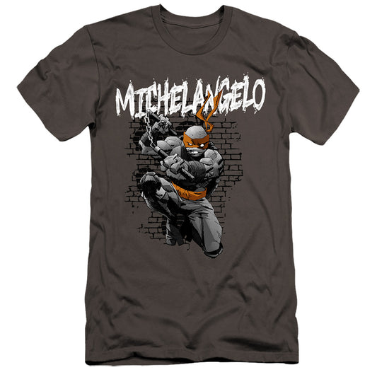 TEENAGE MUTANT NINJA TURTLES : TMNT MICHELANGELO  PREMIUM CANVAS ADULT SLIM FIT 30\1 Charcoal 2X