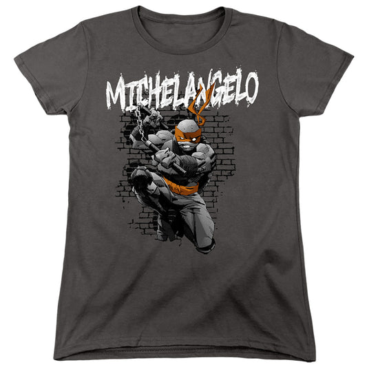 TEENAGE MUTANT NINJA TURTLES : TMNT MICHELANGELO WOMENS SHORT SLEEVE Charcoal XL