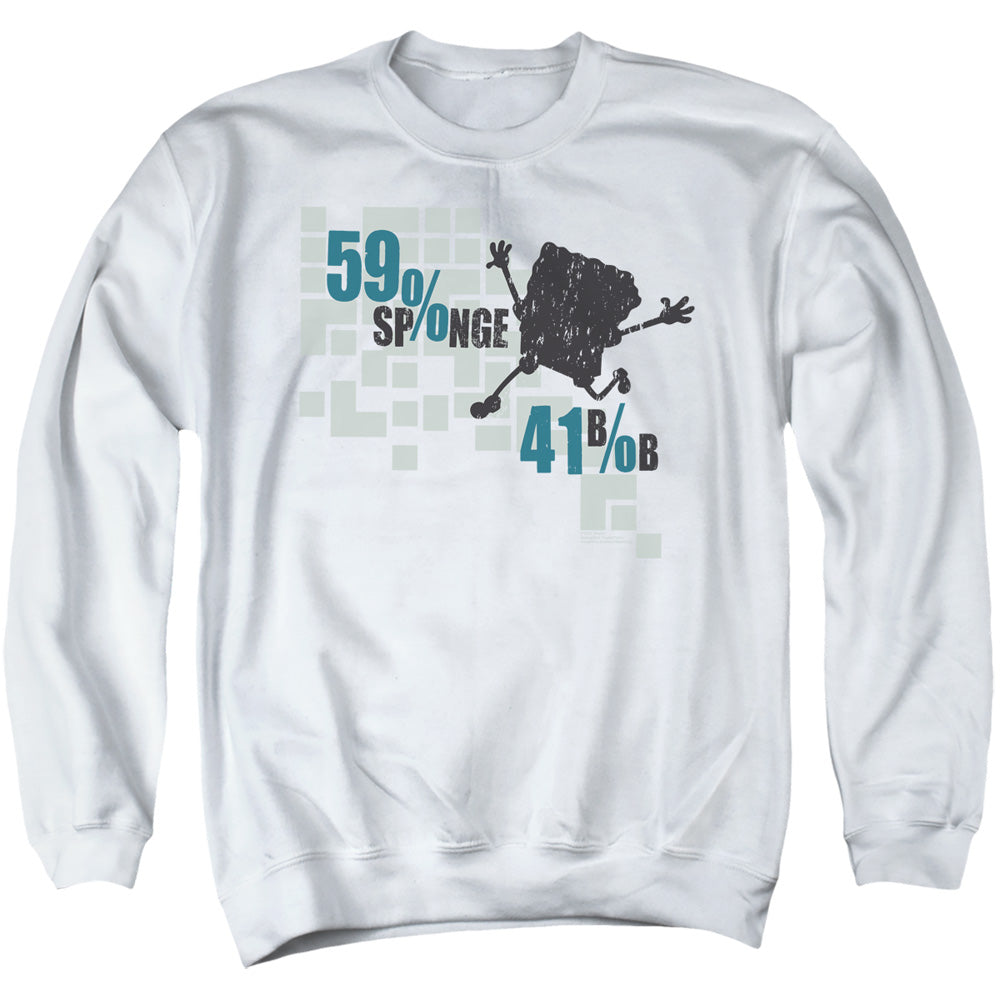 SPONGEBOB SQUAREPANTS : 59% SPONGE, 41% BOB ADULT CREW SWEAT White SM