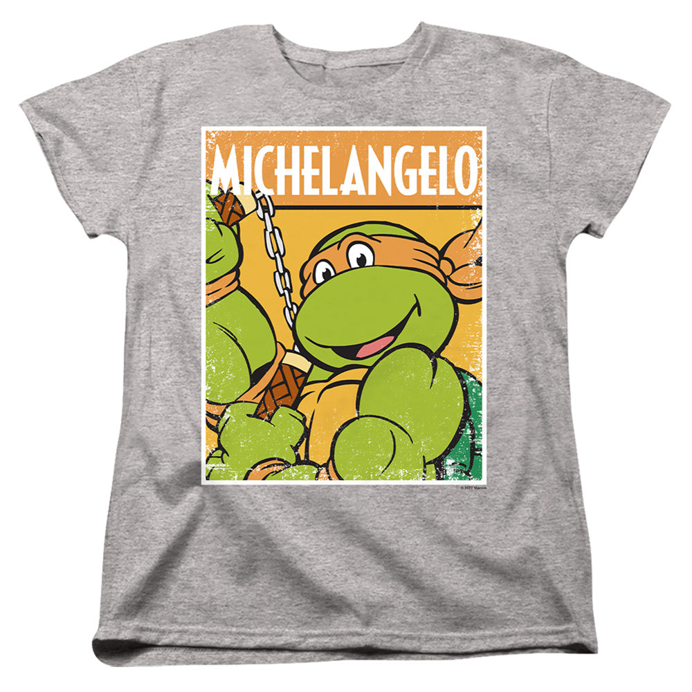 TEENAGE MUTANT NINJA TURTLES : TMNT MIKEY WOMENS SHORT SLEEVE Athletic Heather MD