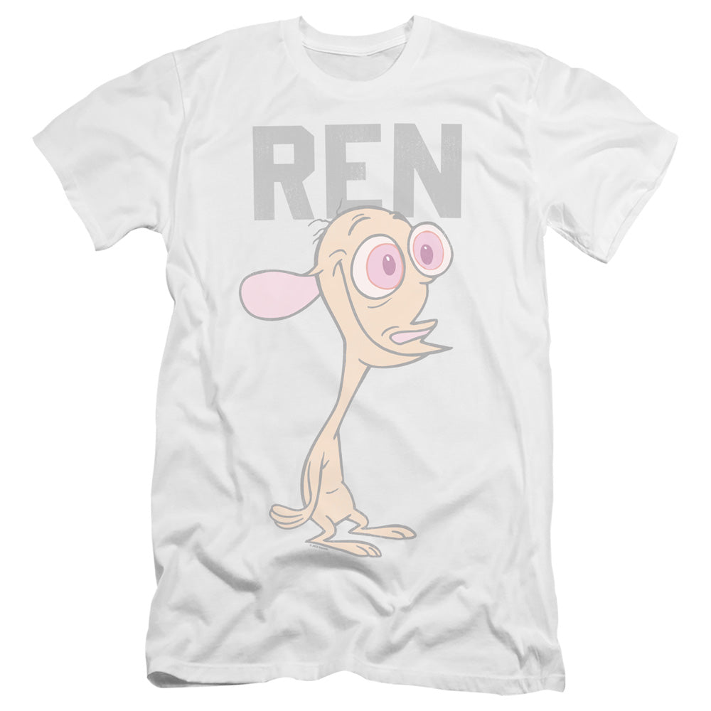 REN AND STIMPY : COLLEGIATE REN  PREMIUM CANVAS ADULT SLIM FIT 30\1 White 2X