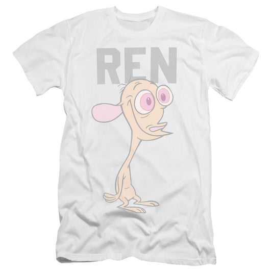 REN AND STIMPY : COLLEGIATE REN  PREMIUM CANVAS ADULT SLIM FIT 30\1 White MD