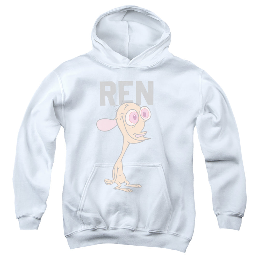 REN AND STIMPY : COLLEGIATE REN YOUTH PULL OVER HOODIE White LG