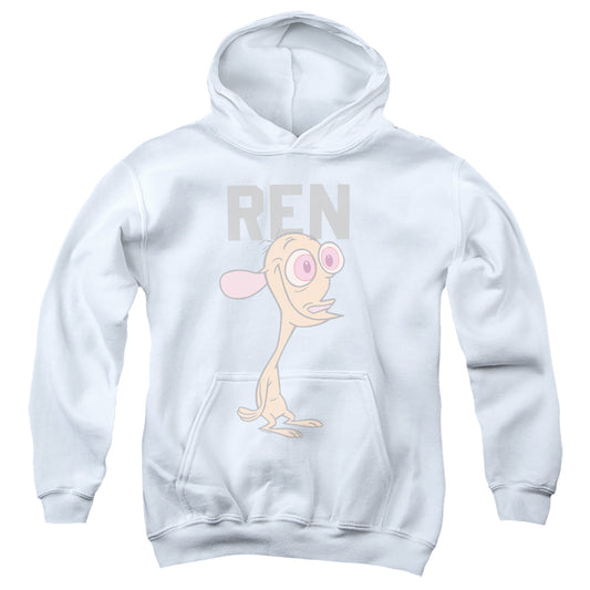 REN AND STIMPY : COLLEGIATE REN YOUTH PULL OVER HOODIE White LG