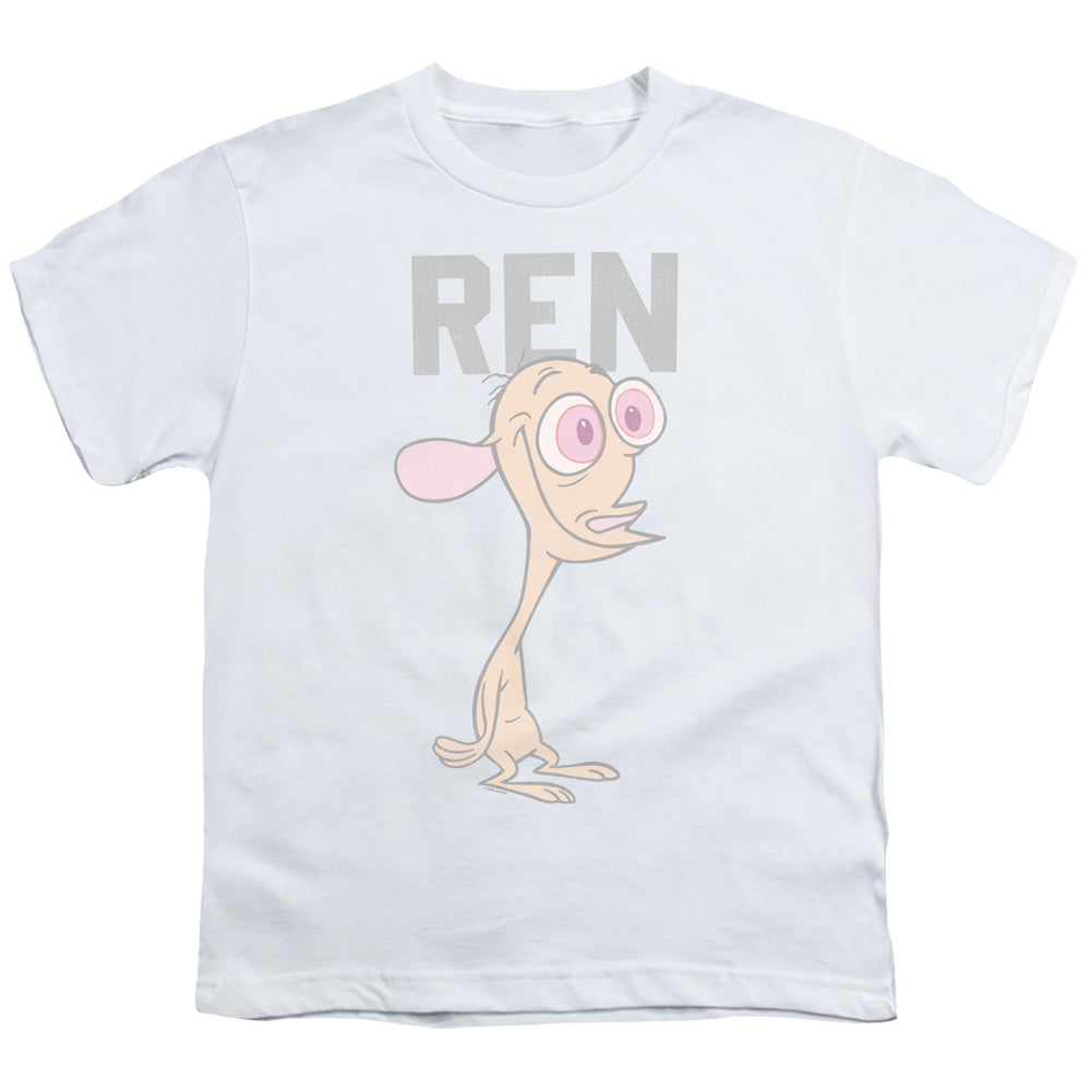 REN AND STIMPY : COLLEGIATE REN S\S YOUTH 18\1 White LG