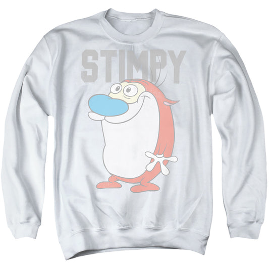 REN AND STIMPY : COLLEGIATE STIMPY ADULT CREW SWEAT White SM