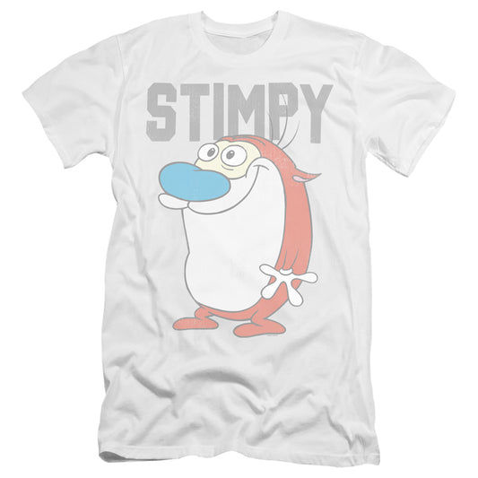 REN AND STIMPY : COLLEGIATE STIMPY  PREMIUM CANVAS ADULT SLIM FIT 30\1 White 2X