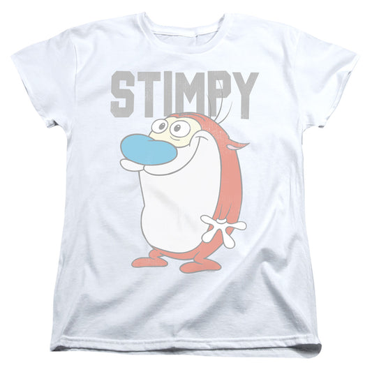 REN AND STIMPY : COLLEGIATE STIMPY WOMENS SHORT SLEEVE White MD