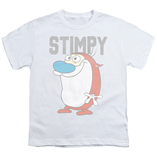 REN AND STIMPY : COLLEGIATE STIMPY S\S YOUTH 18\1 White LG