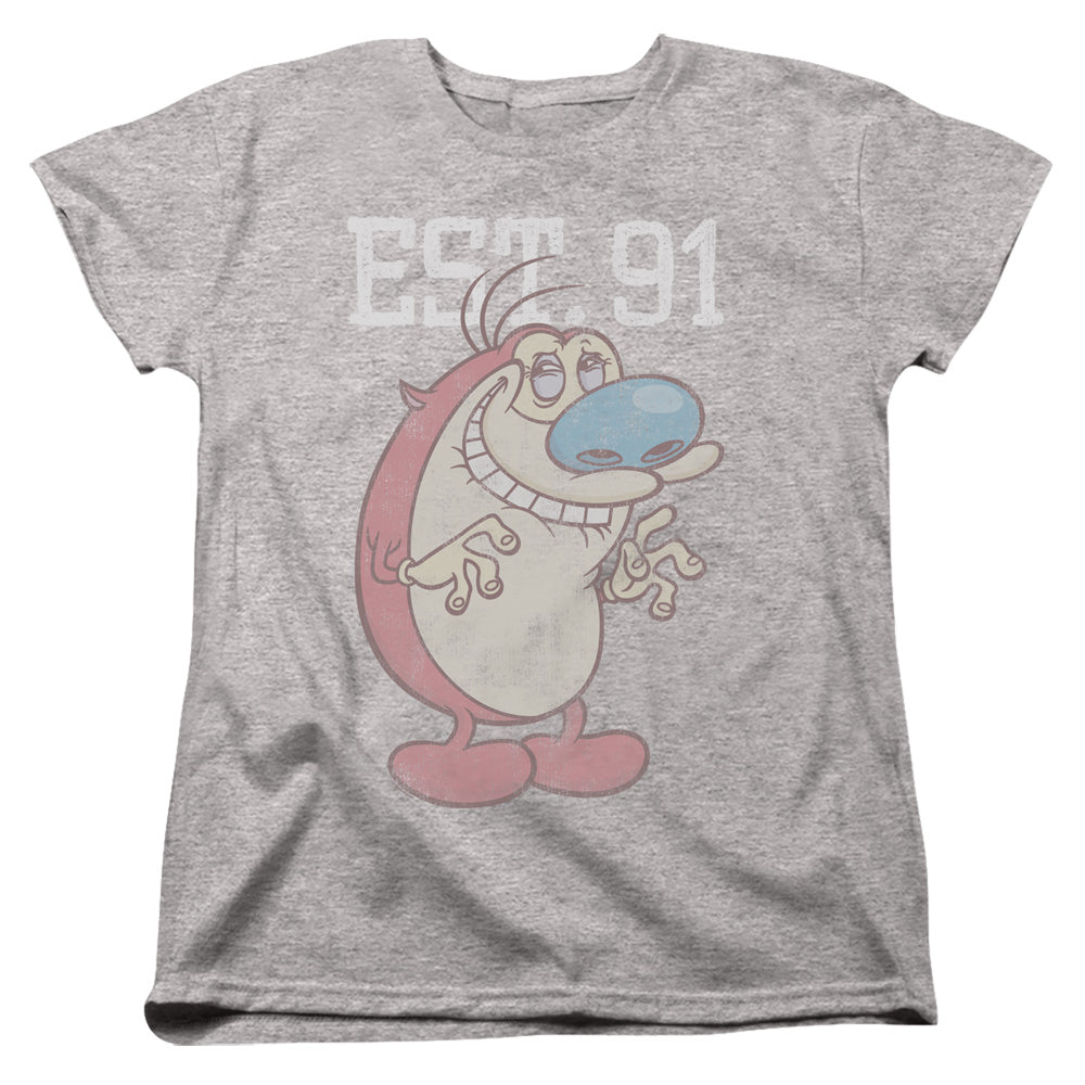 REN AND STIMPY : STIMPY EST WOMENS SHORT SLEEVE Athletic Heather 2X