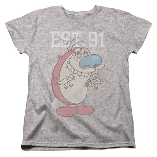 REN AND STIMPY : STIMPY EST WOMENS SHORT SLEEVE Athletic Heather 2X