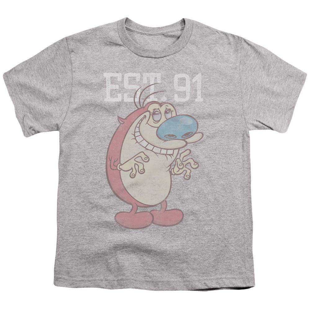 REN AND STIMPY : STIMPY EST S\S YOUTH 18\1 Athletic Heather LG