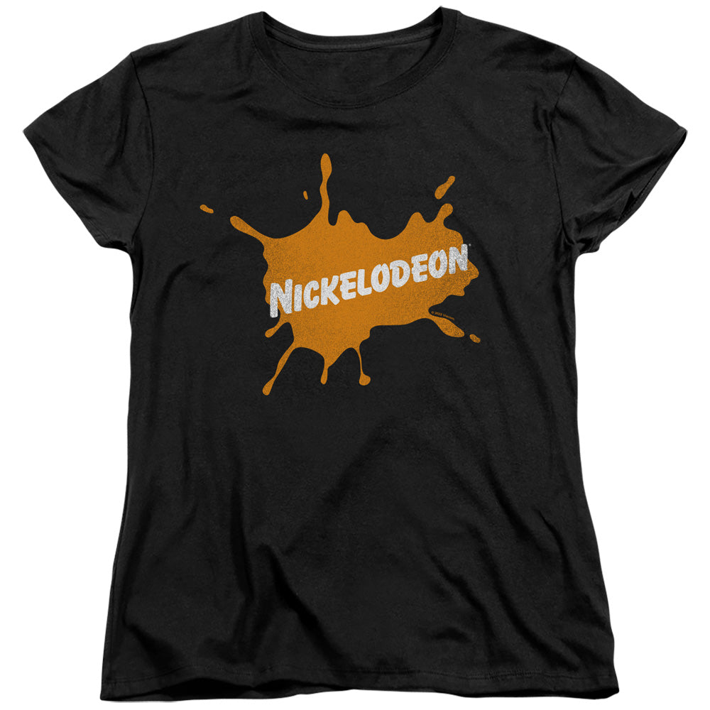 NICKELODEON BRAND : NICK RETRO BURST LOGO WOMENS SHORT SLEEVE Black SM