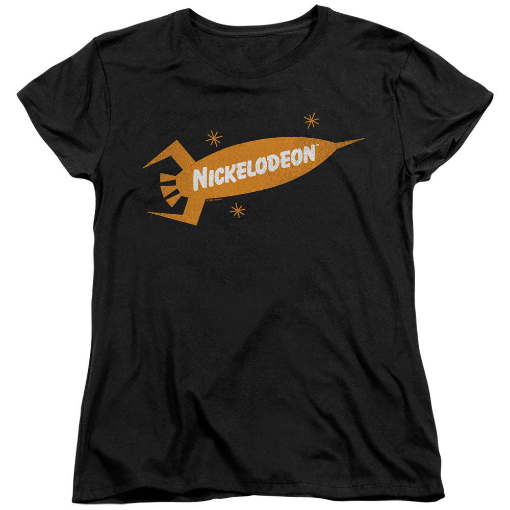 NICKELODEON BRAND : NICK RETRO ROCKET LOGO WOMENS SHORT SLEEVE Black MD