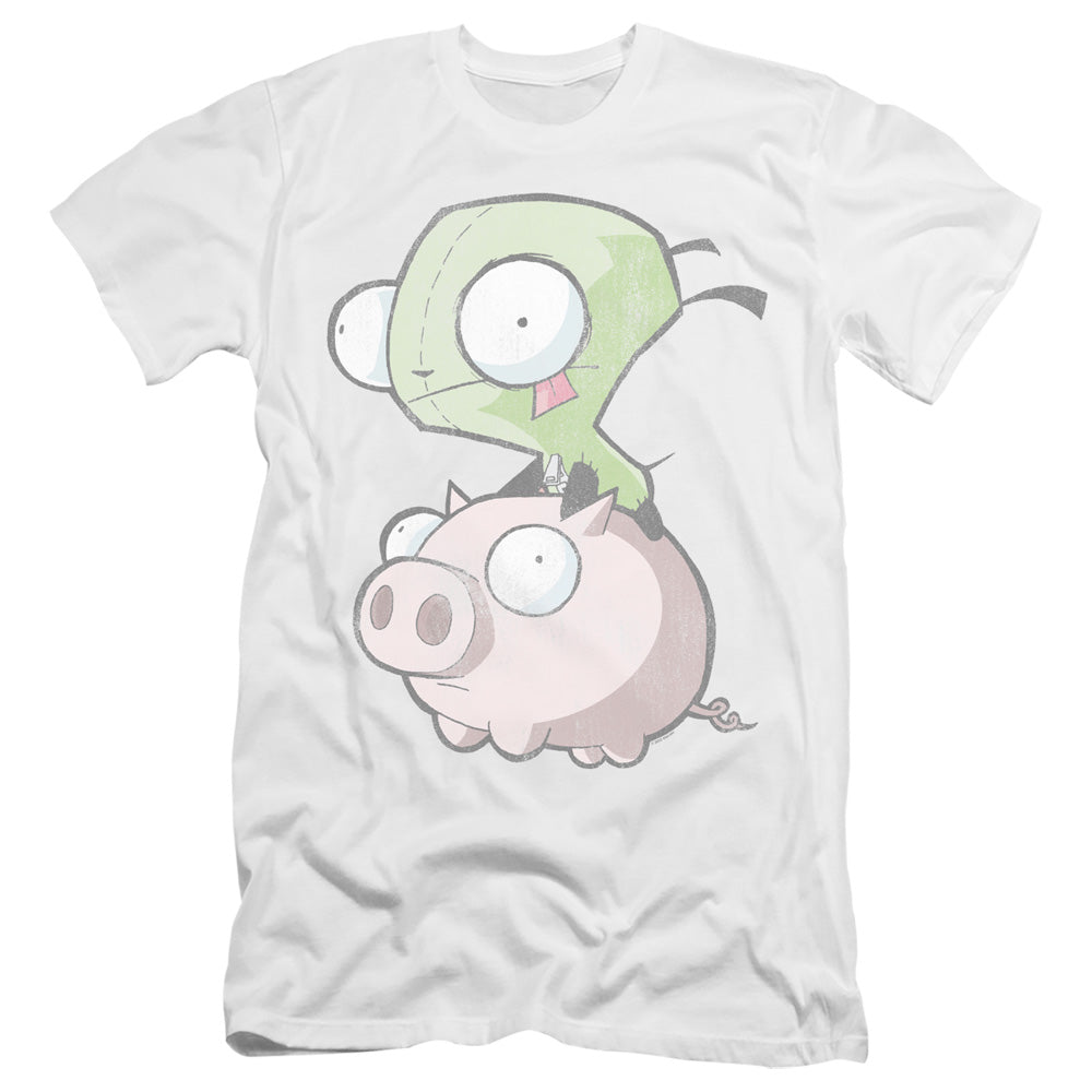 INVADER ZIM : GIR AND PIG  PREMIUM CANVAS ADULT SLIM FIT 30\1 White LG