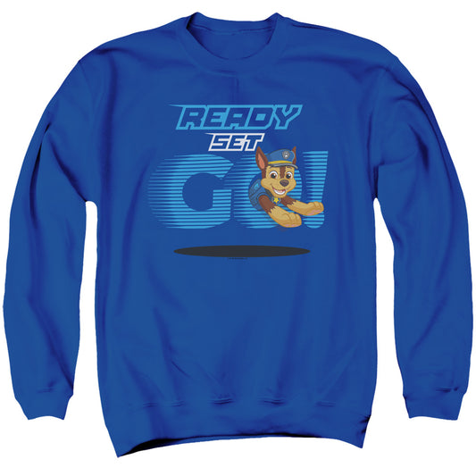 PAW PATROL : READY SET GO! CHASE ADULT CREW SWEAT Royal Blue 2X