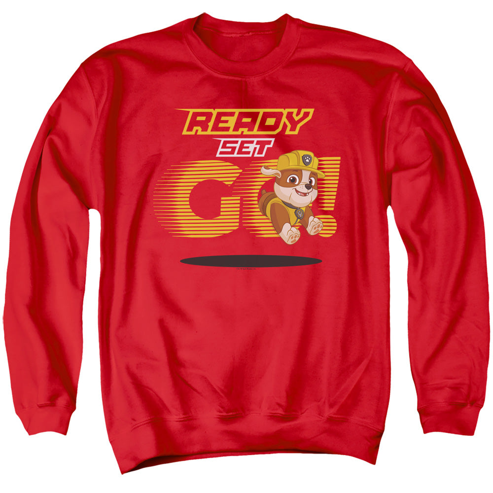 PAW PATROL : READY SET GO! RUBBLE ADULT CREW SWEAT Red 2X