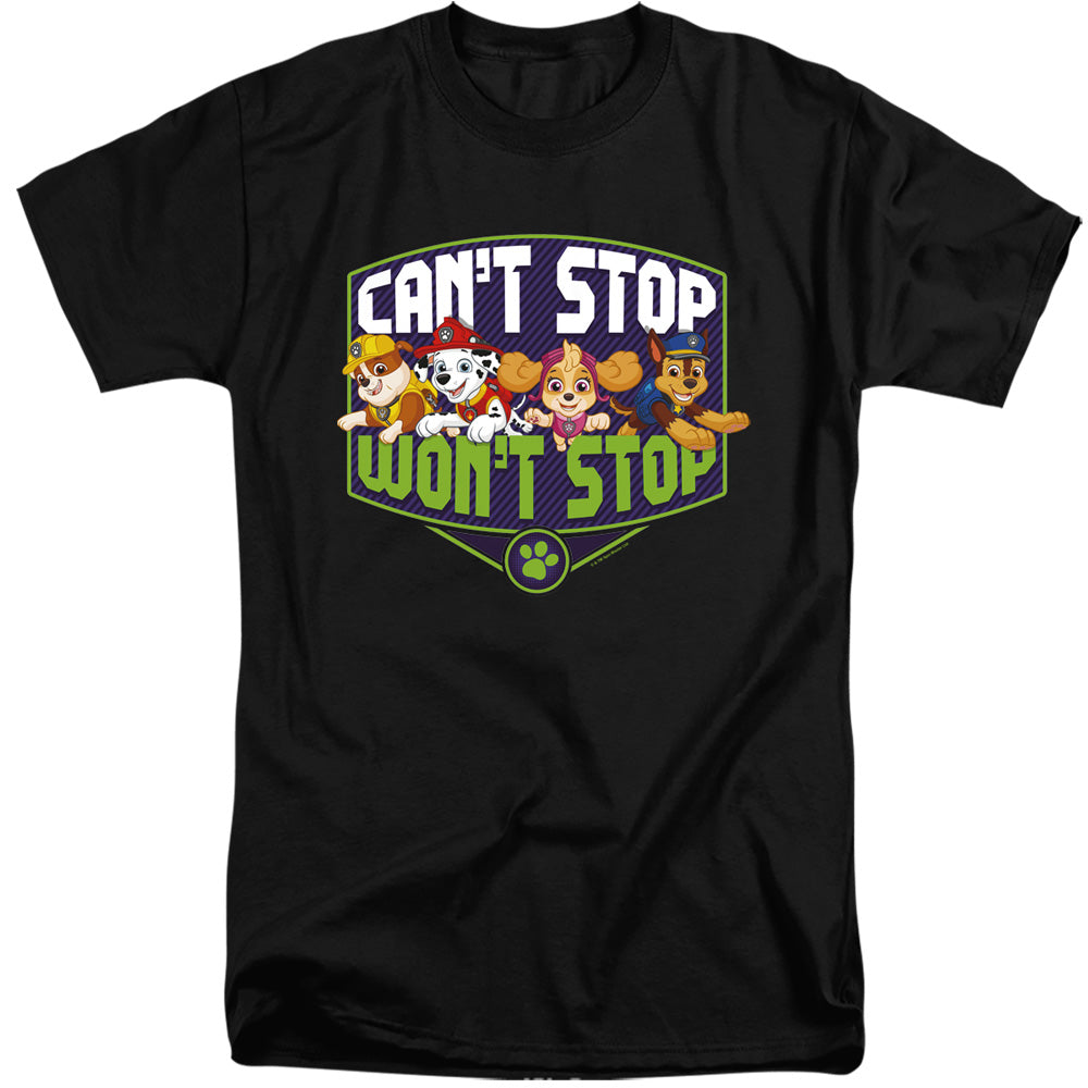 PAW PATROL : CAN'T STOP WON'T STOP ADULT TALL FIT SHORT SLEEVE Black 2X