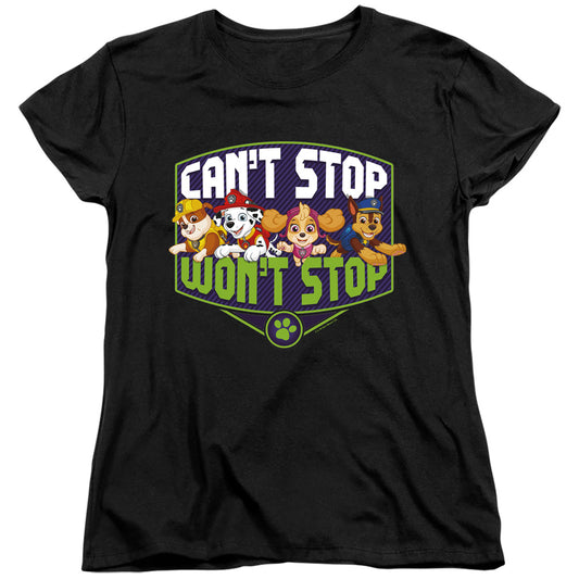 PAW PATROL : CAN'T STOP WON'T STOP WOMENS SHORT SLEEVE Black 2X