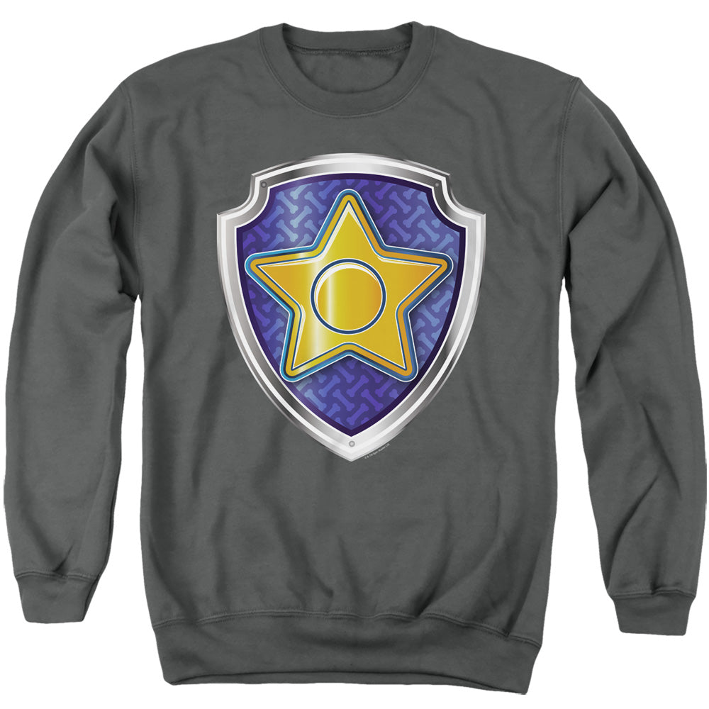 PAW PATROL : CHASE BADGE ADULT CREW SWEAT Charcoal SM