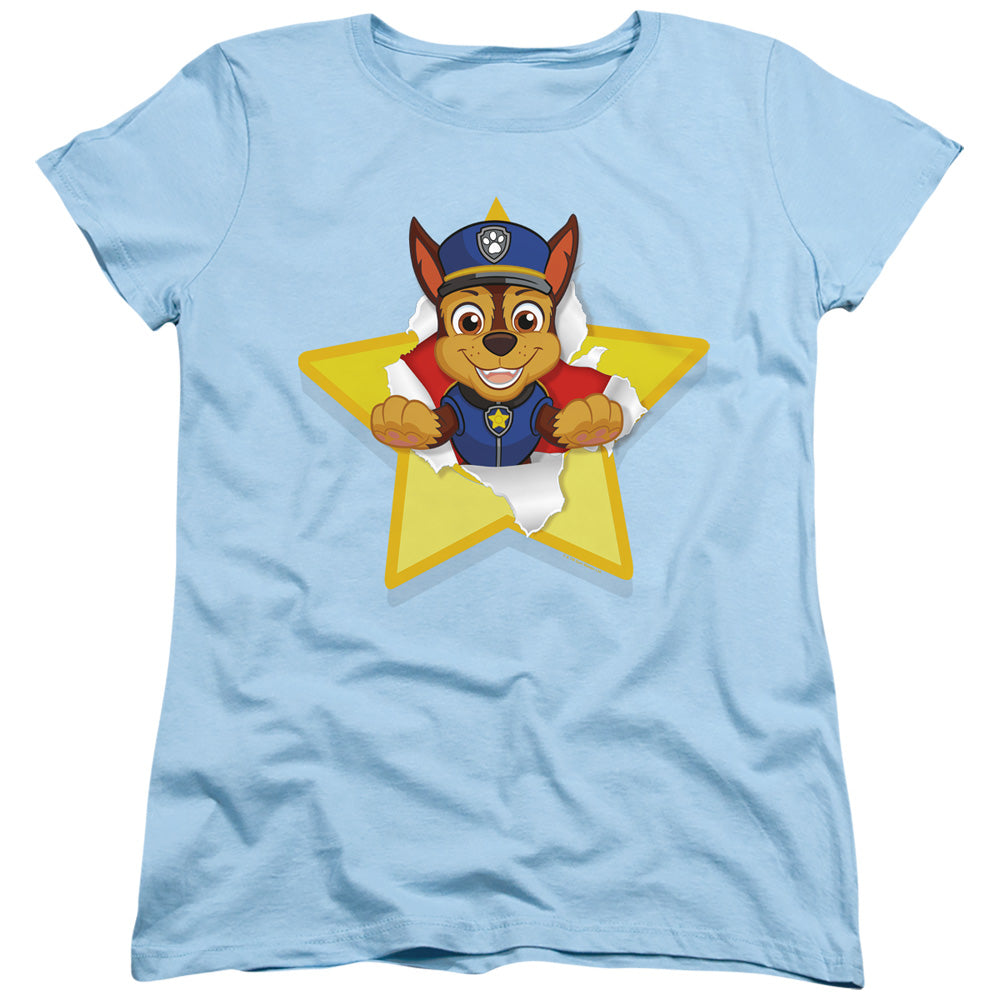 PAW PATROL : CHASE TORN STAR WOMENS SHORT SLEEVE Light Blue 2X