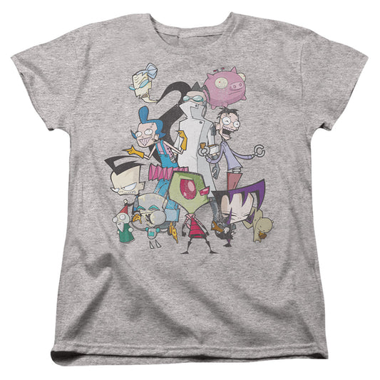 INVADER ZIM : GROUP SHOT WOMENS SHORT SLEEVE Athletic Heather LG