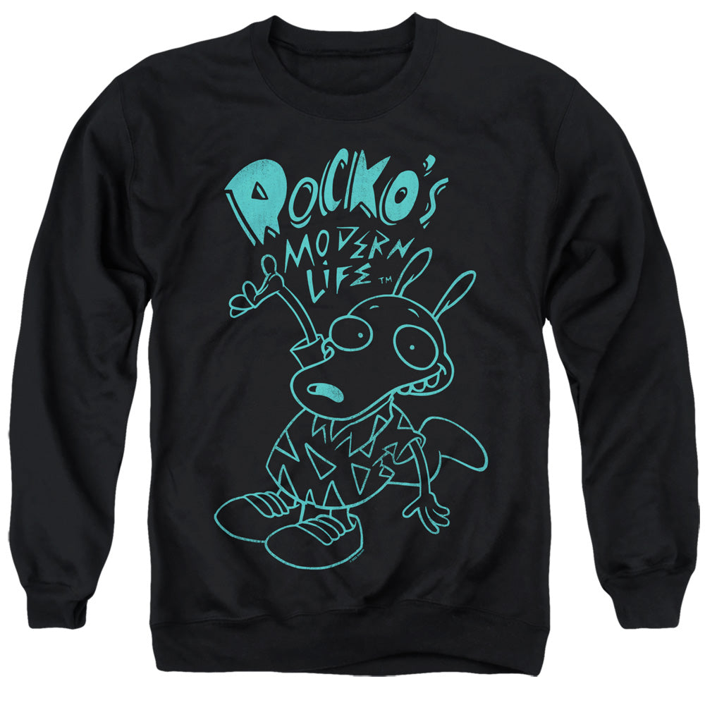 ROCKO'S MODERN LIFE : NEON ROCKO ADULT CREW SWEAT Black 3X