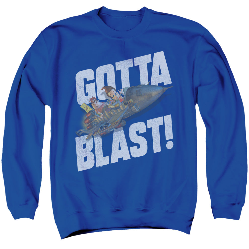 JIMMY NEUTRON : JIMMY NEUTRON GOTTA BLAST ADULT CREW SWEAT Royal Blue 2X