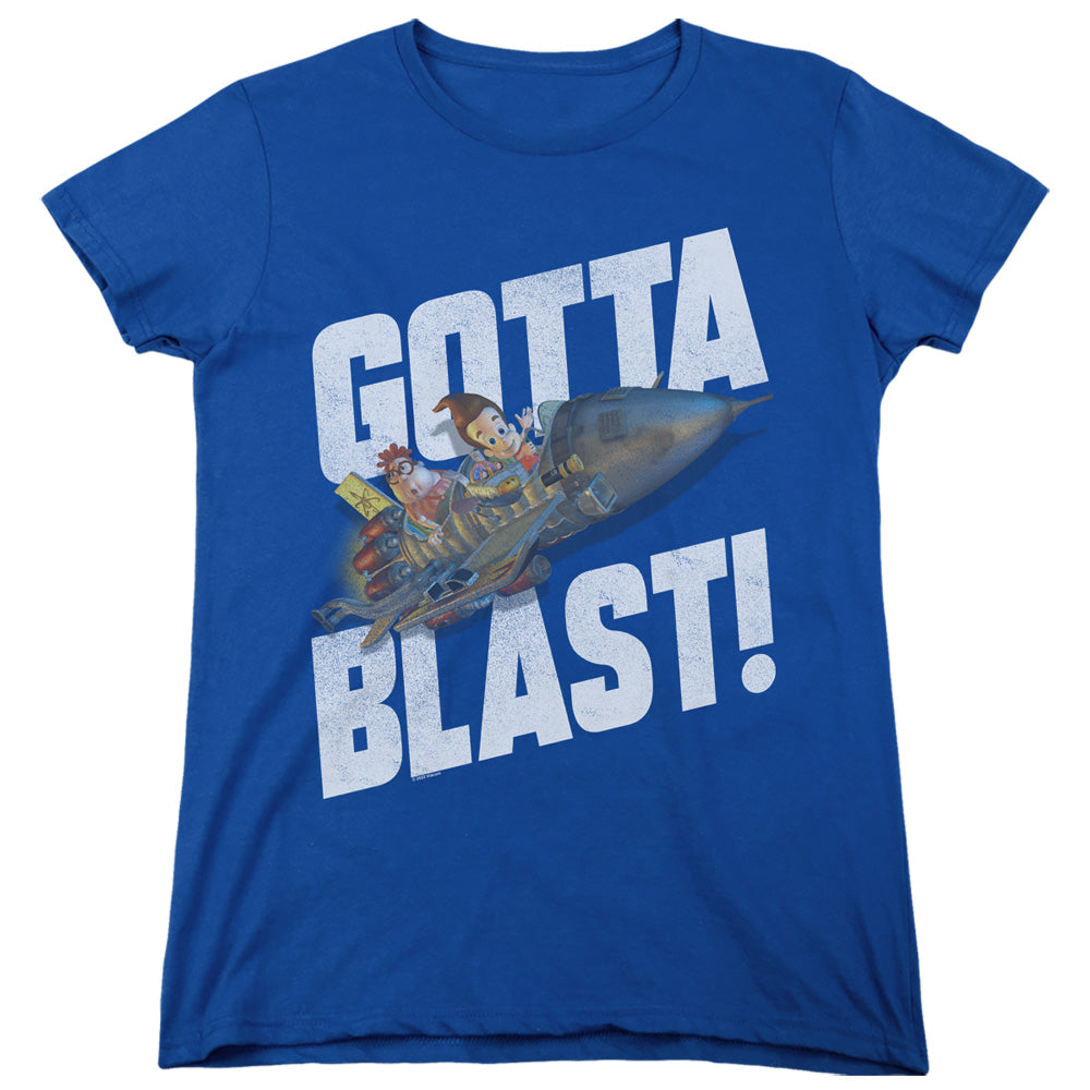 JIMMY NEUTRON : JIMMY NEUTRON GOTTA BLAST WOMENS SHORT SLEEVE Royal Blue 2X