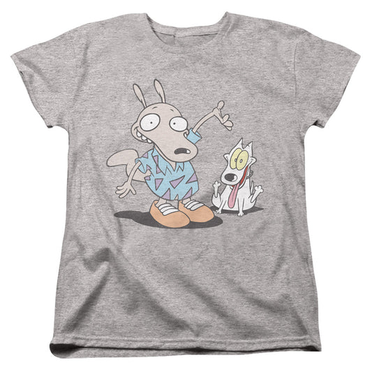 ROCKO'S MODERN LIFE : ROCKO AND SPUNKY WOMENS SHORT SLEEVE Athletic Heather 2X