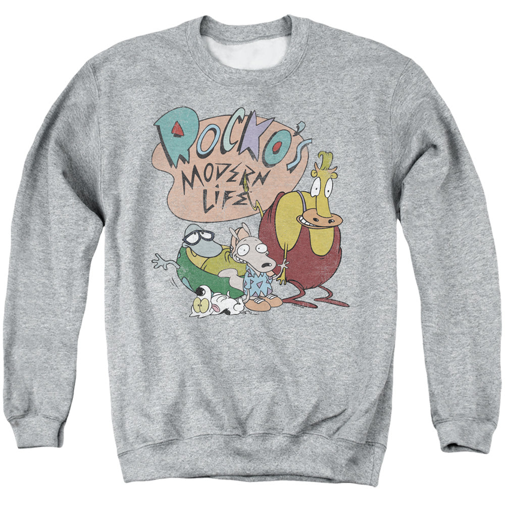 ROCKO'S MODERN LIFE : ROCKO'S MODERN LIFE LOGO GROUP ADULT CREW SWEAT Athletic Heather XL