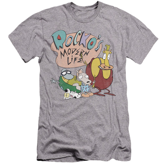 ROCKO'S MODERN LIFE : ROCKO'S MODERN LIFE LOGO GROUP  PREMIUM CANVAS ADULT SLIM FIT 30\1 Athletic Heather XL