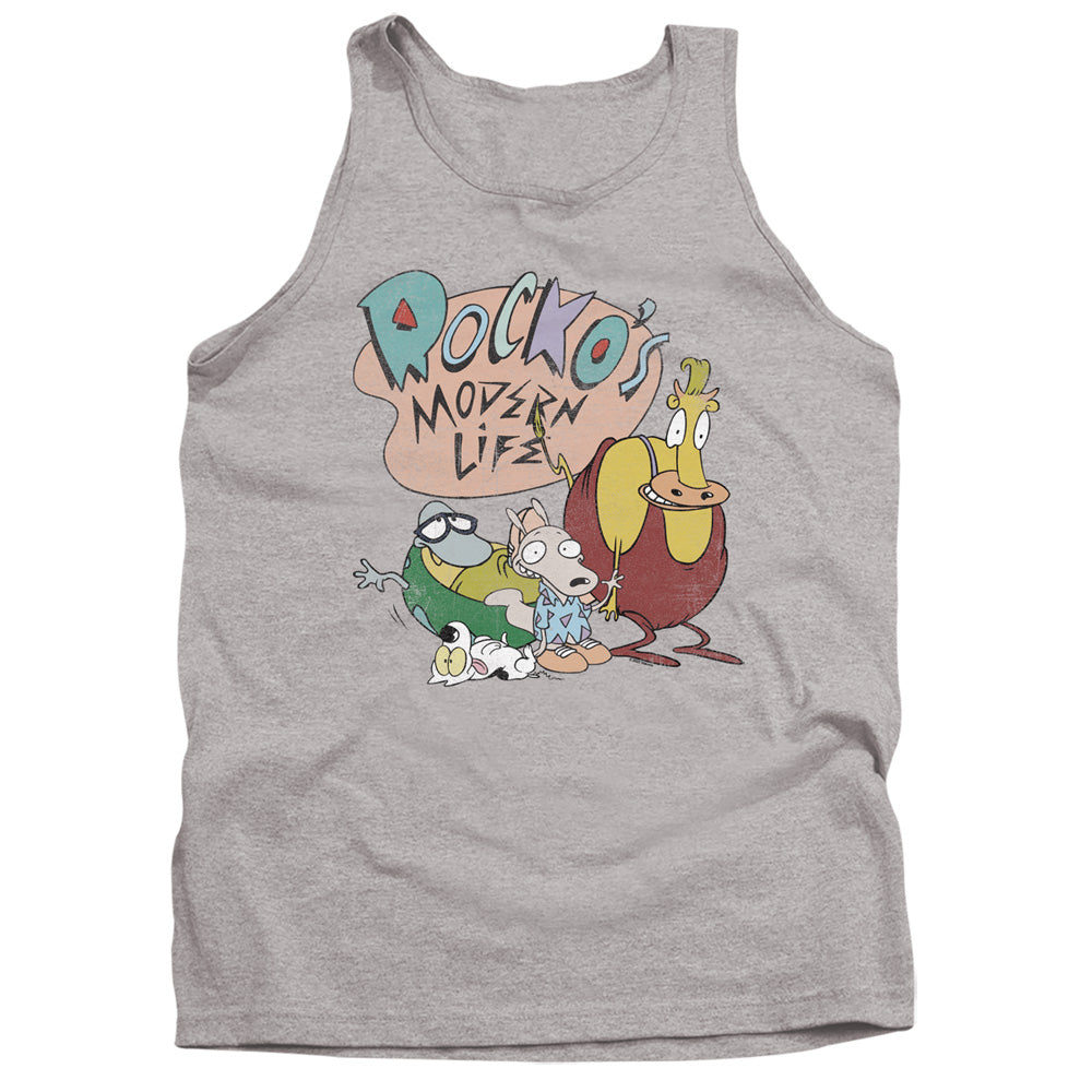 ROCKO'S MODERN LIFE : ROCKO'S MODERN LIFE LOGO GROUP ADULT TANK Athletic Heather SM