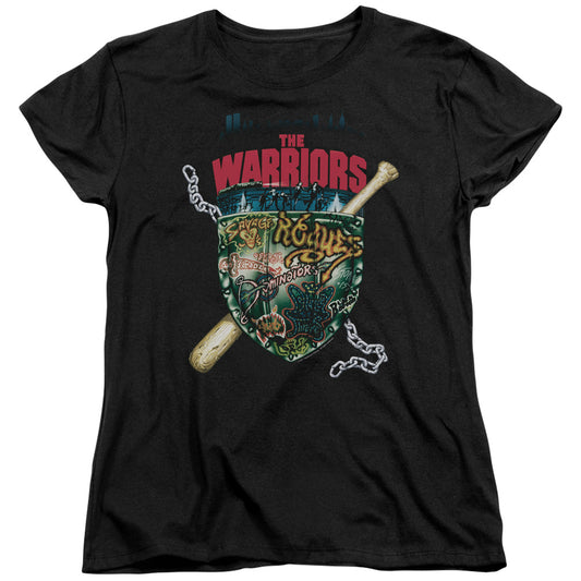 WARRIORS : SHIELD S\S WOMENS TEE BLACK SM