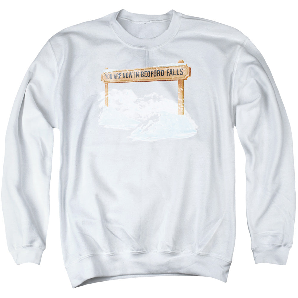 IT'S A WONDERFUL LIFE : BEDFORD FALLS ADULT CREW SWEAT WHITE XL