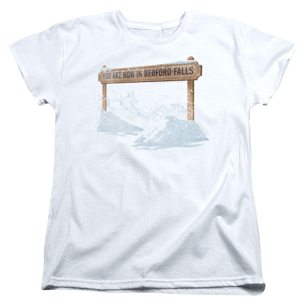 IT'S A WONDERFUL LIFE : BEDFORD FALLS S\S WOMENS TEE White LG