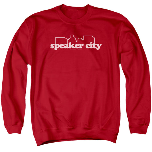 OLD SCHOOL : SPEAKER CITY LOGO ADULT CREW NECK SWEATSHIRT RED 2X