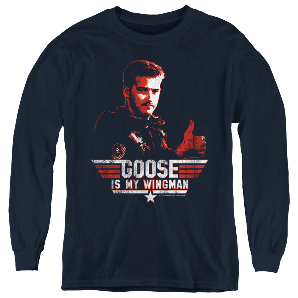 TOP GUN : WINGMAN GOOSE L\S YOUTH NAVY SM