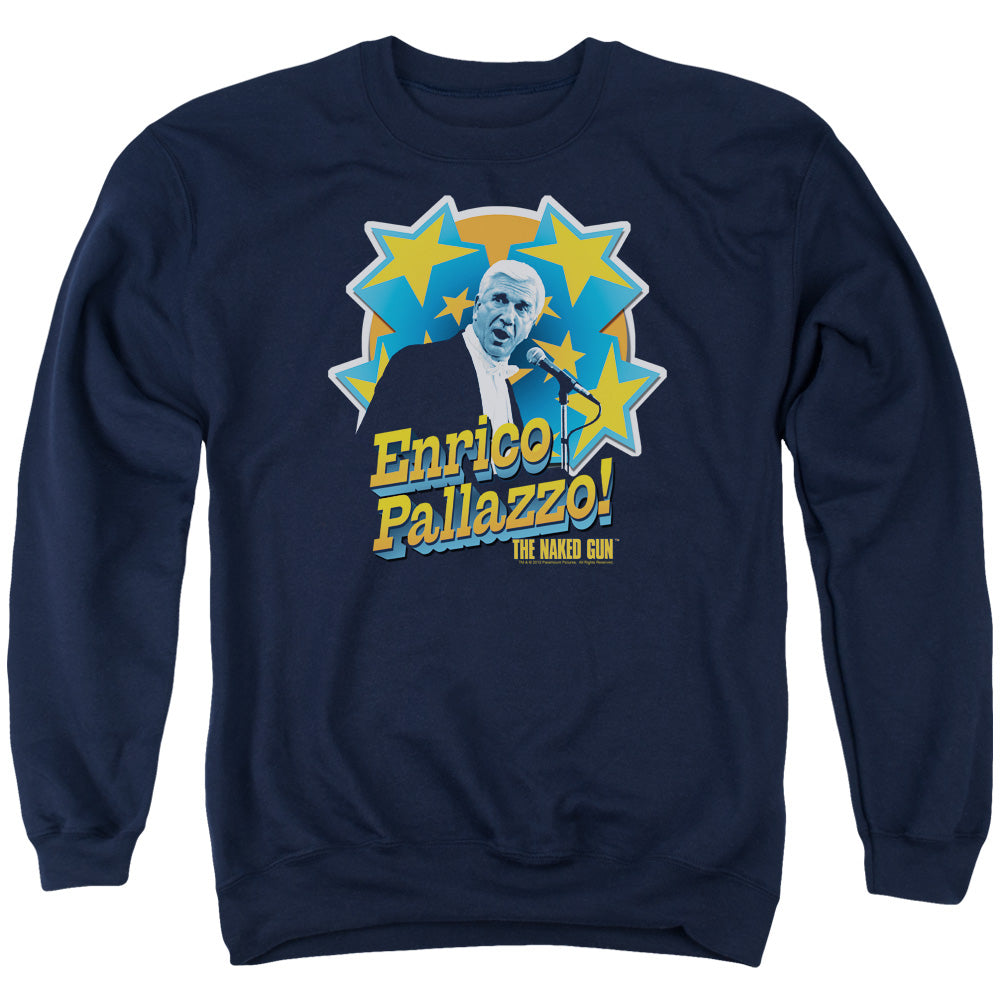 NAKED GUN : IT'S ENRICO PALLAZZO ADULT CREW NECK SWEATSHIRT NAVY 2X