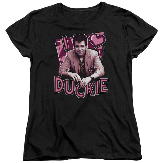 PRETTY IN PINK : I HEART DUCKIE S\S WOMENS TEE BLACK MD