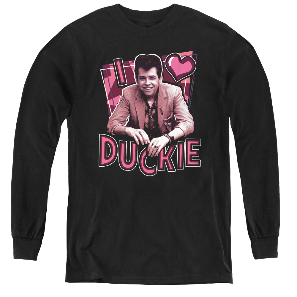 PRETTY IN PINK : I HEART DUCKIE L\S YOUTH BLACK LG