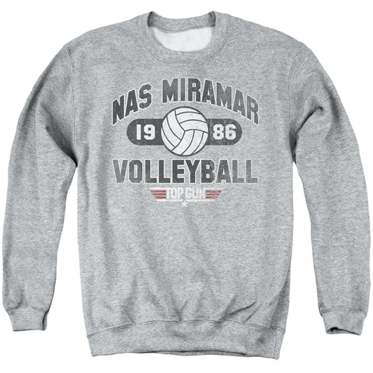 TOP GUN : NAS MIRAMAR VOLLEYBALL ADULT CREW NECK SWEATSHIRT ATHLETIC HEATHER SM