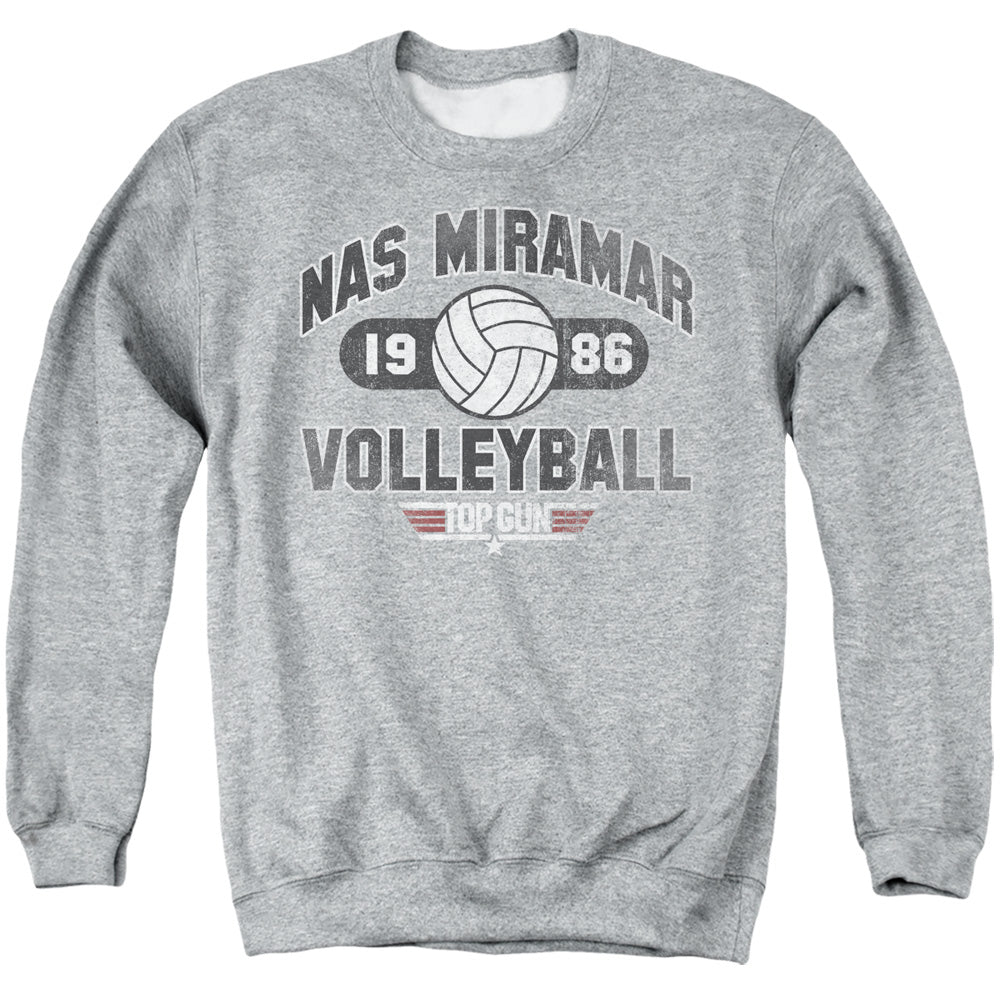 TOP GUN : NAS MIRAMAR VOLLEYBALL ADULT CREW NECK SWEATSHIRT ATHLETIC HEATHER LG