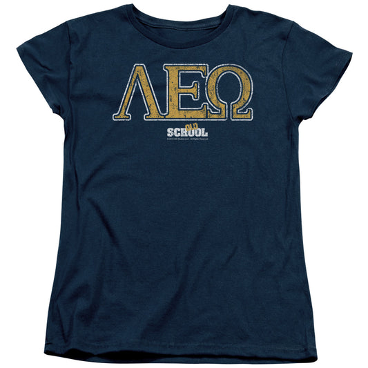 OLD SCHOOL : LEO S\S WOMENS TEE NAVY LG