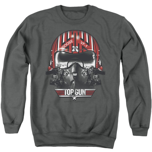 TOP GUN : GOOSE HELMET ADULT CREW NECK SWEATSHIRT CHARCOAL 3X