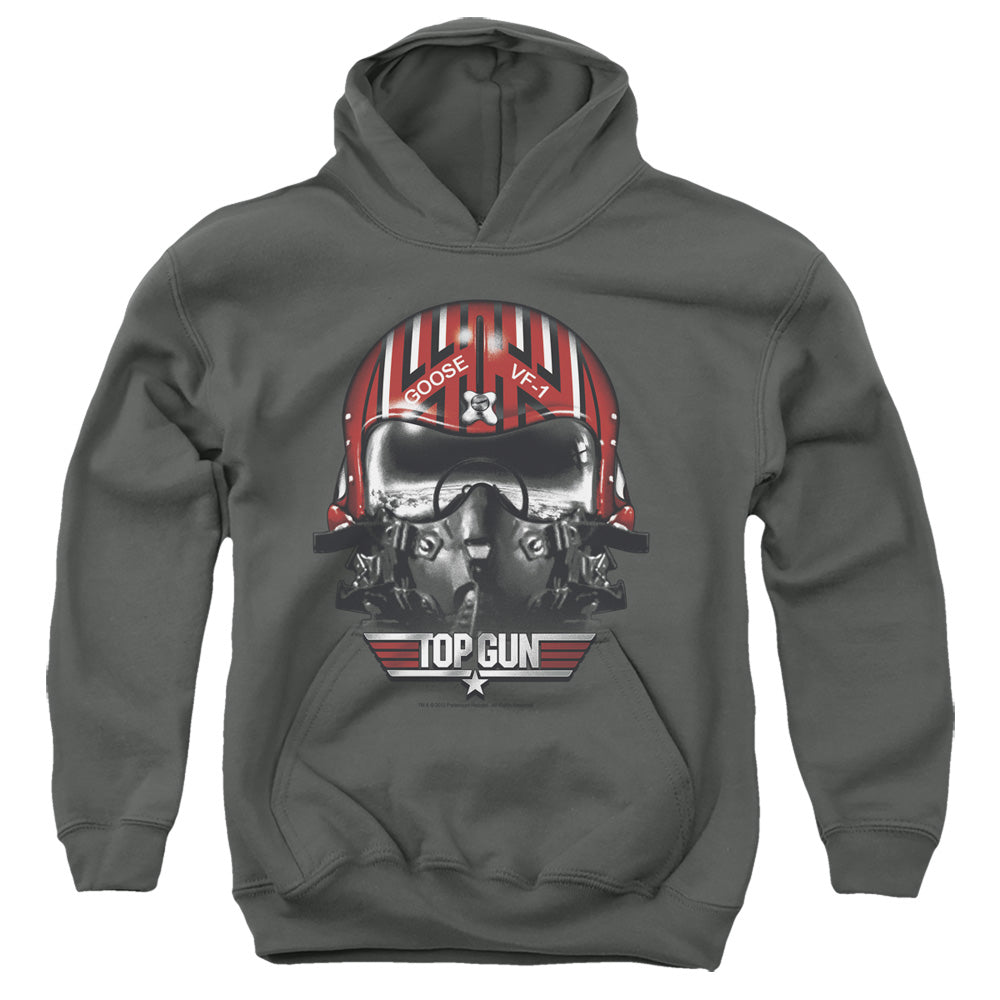 TOP GUN : GOOSE HELMET YOUTH PULL OVER HOODIE CHARCOAL LG