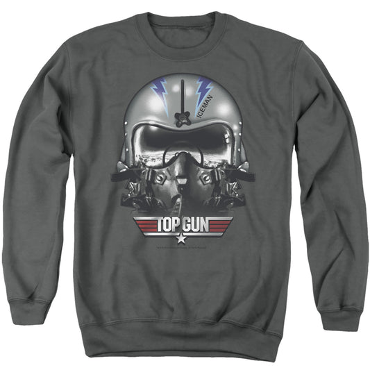 TOP GUN : ICEMAN HELMET ADULT CREW NECK SWEATSHIRT CHARCOAL 3X