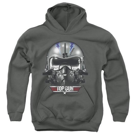 TOP GUN : ICEMAN HELMET YOUTH PULL OVER HOODIE CHARCOAL MD